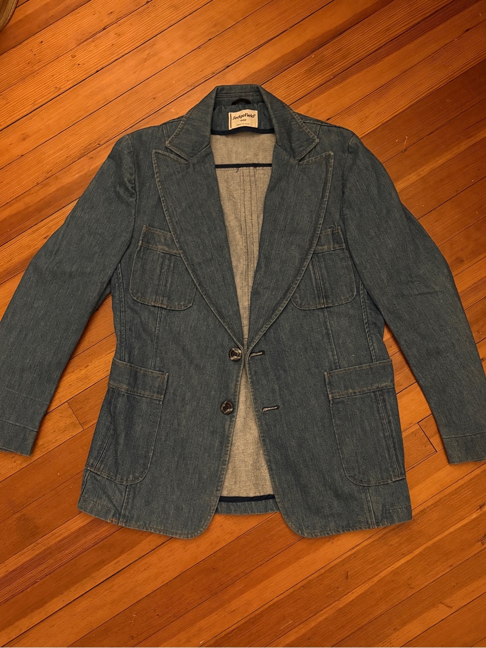 Sedgefield 1970s Vintage Denim Two-Button Blazer Jacket